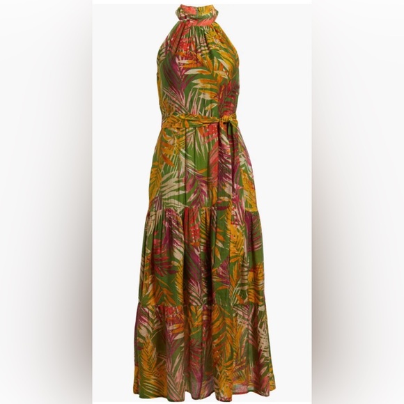 NWT Anne Klein Multicolor Tropical Halter Midi Dress With Pockets Size 6 - Picture 4 of 6